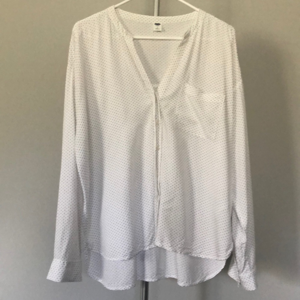 Old Navy Polka Dot V Neck Button Down Blouse Size Large